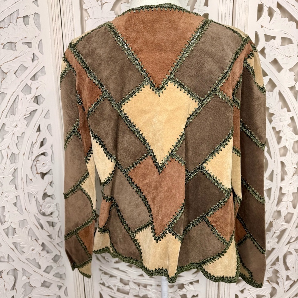 Vintage Brown Leather Patchwork Jacket - image 3